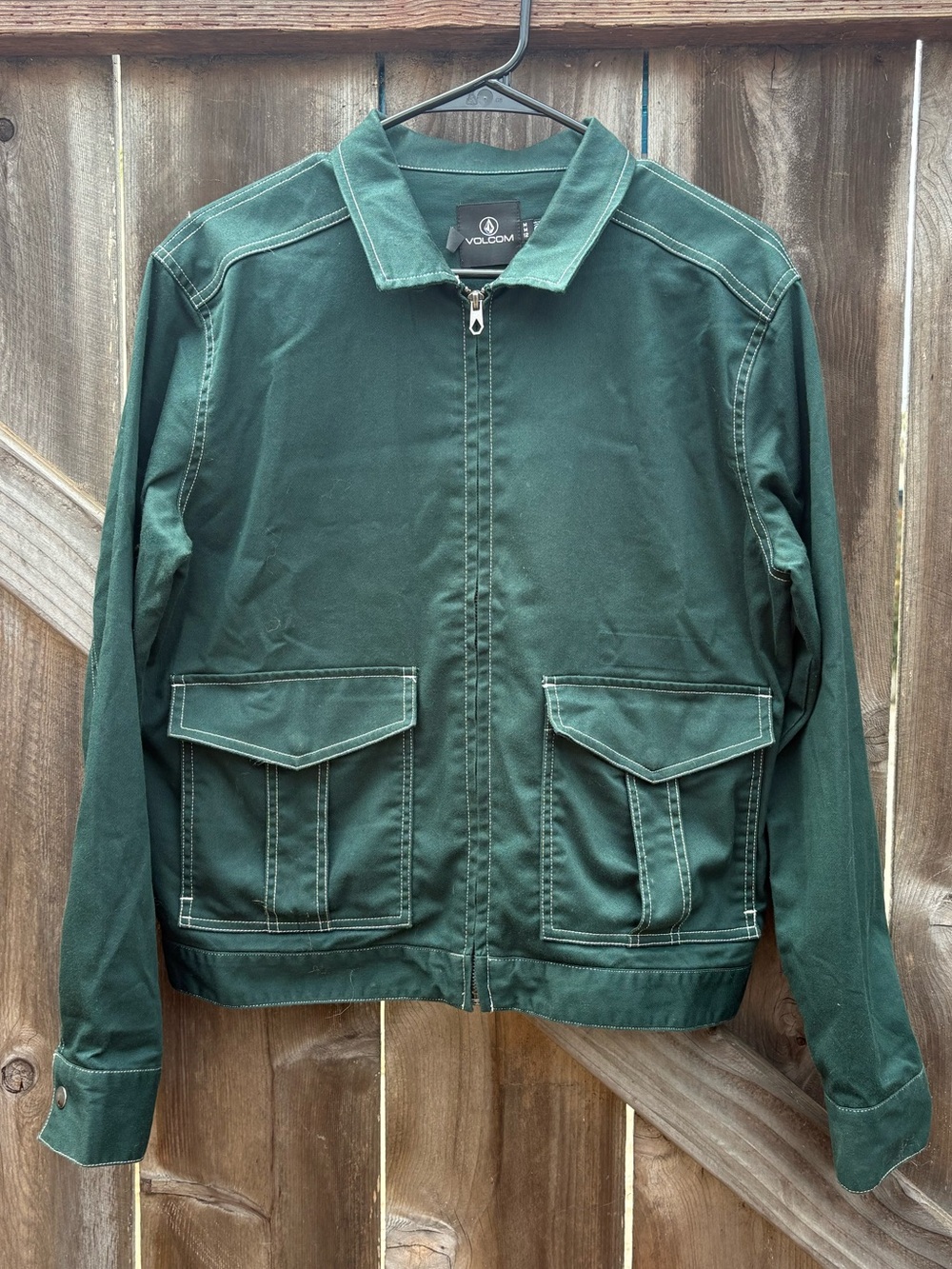 Volcom Dark Green Zip-Up Shirt Jacket